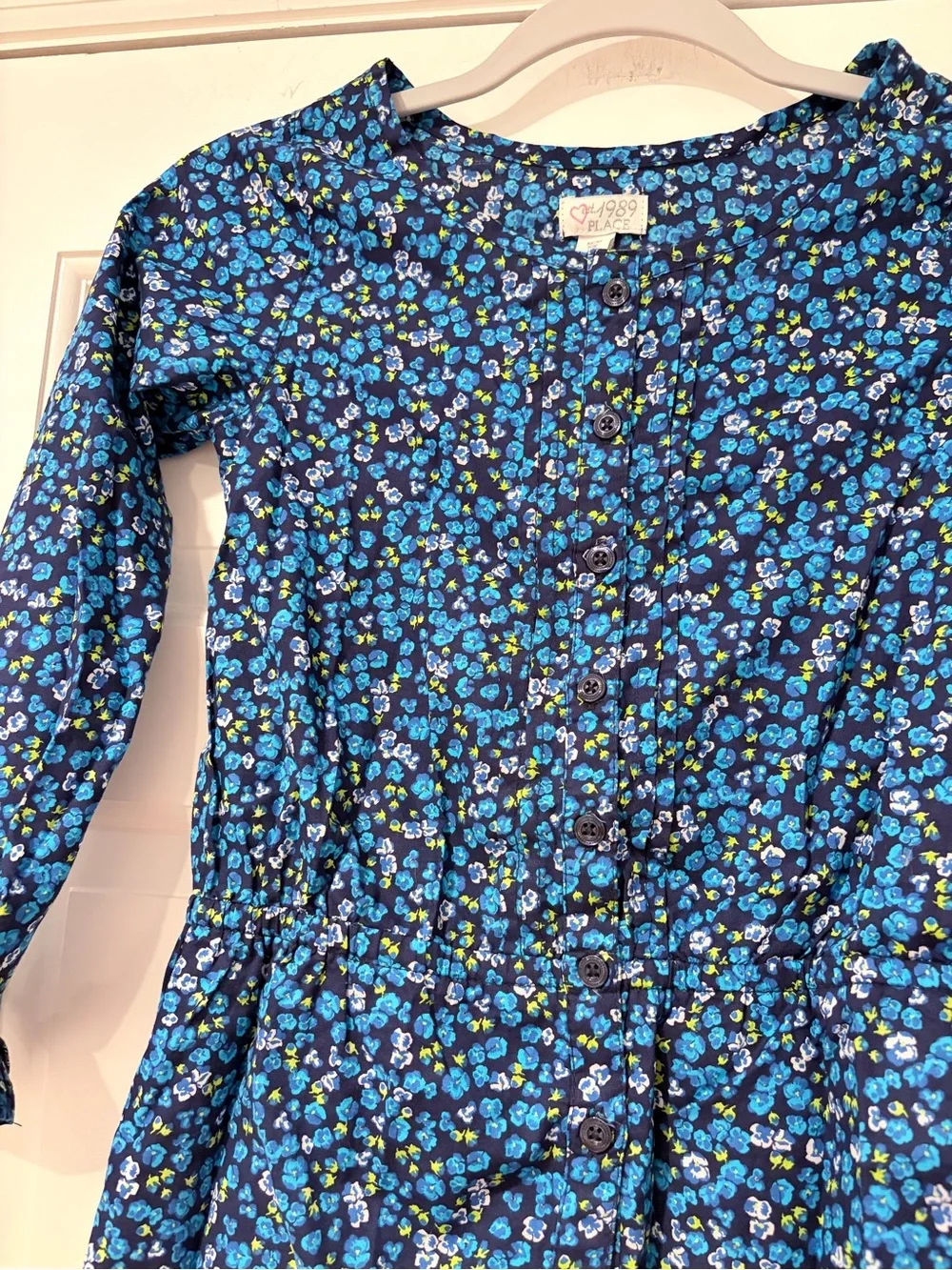 The Children's Place Navy Blue Floral Button-Front Peplum Top
